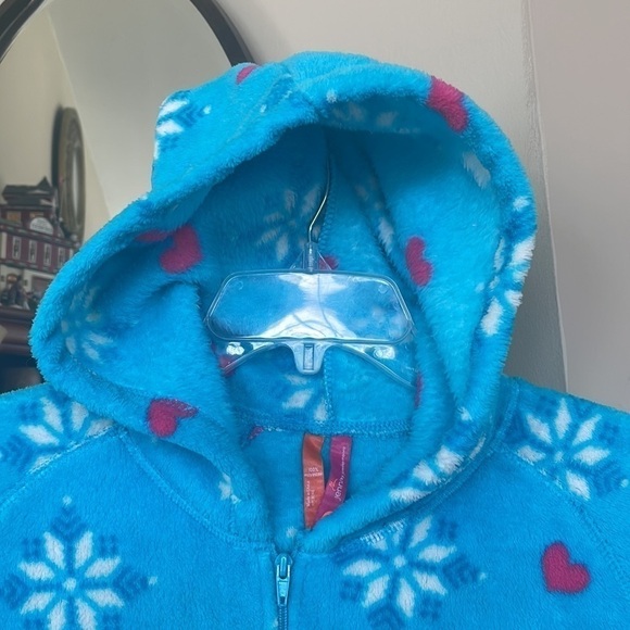 Jenni by Jennifer Moore Fleece Adult Zippered Footed Onesie Blue Hooded Pajamas - Picture 10 of 12